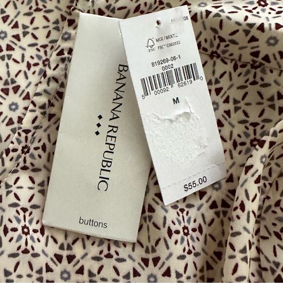 Banana Republic Top Blouse Crew Neck Short Sleeve Summer Office Medium NEW - Picture 7 of 12